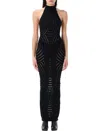 Misbhv Mesh Halter Neck Backless Maxi Dress