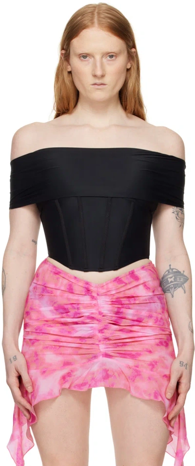 Misbhv Elena Corset Crop Top In Black