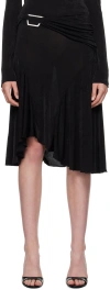 Misbhv Black Ruched Midi Skirt In Black