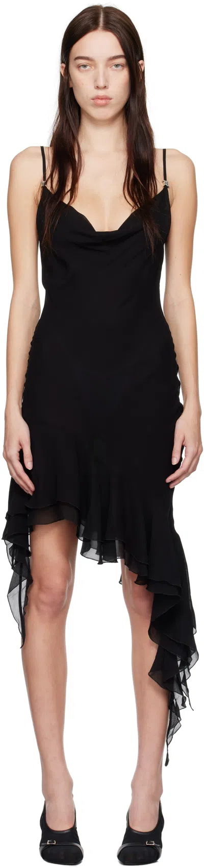 Misbhv Black Ruffle Strap Minidress