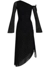 Misbhv Black Sheer Midi Dress With Asymmetric Hem In Black