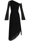 Misbhv Black Sheer Midi Dress With Asymmetric Hem In Black