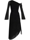 Misbhv Black Sheer Midi Dress With Asymmetric Hem In Black