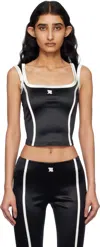 Misbhv Black Satin Top With Logo In Black
