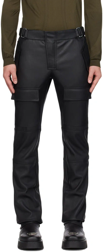 Misbhv Black Straight-leg Faux-leather Cargo Trousers