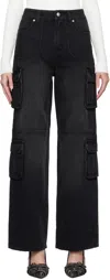 Misbhv Black Washed Cargo Jeans In Washed Black
