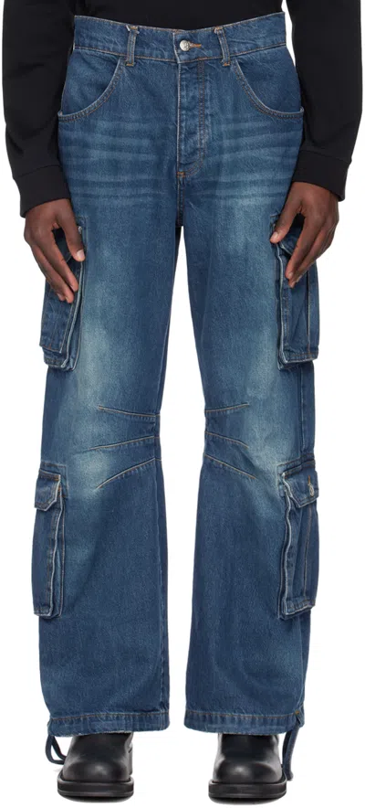Misbhv Blue Dirt Bath Denim Cargo Pants