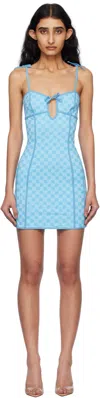 Misbhv Blue Monogram Coquette Minidress In Blue