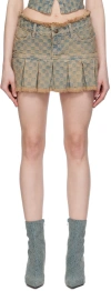 Misbhv Blue Monogram Denim Miniskirt In Blue