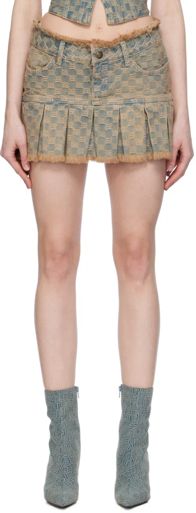 Misbhv Blue Monogram Denim Miniskirt