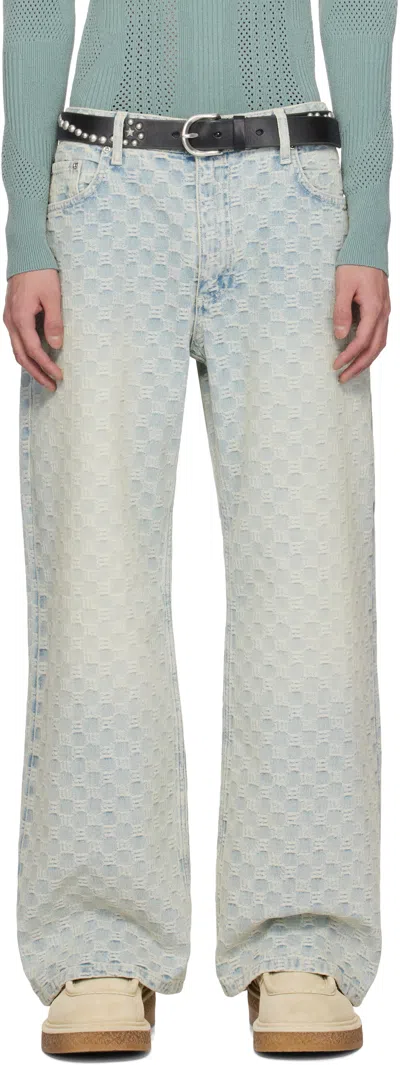 Misbhv Blue Monogram Jeans In Pale Blue