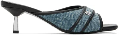 Misbhv Blue Sasha Slip On Heeled Sandals In Washed Denim