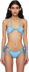 Misbhv Blue Swim Coquette Bikini Top In Blue