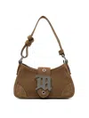 Misbhv Small Brown Suede Handbag With Adjustable Strap