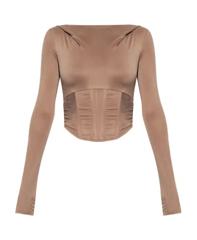 Misbhv Taupe Corset Hoodie In Stone