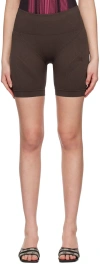 Misbhv Ribbed Elastic Shorts In Brown