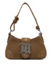 Misbhv Small Brown Suede Handbag With Adjustable Strap In Brown