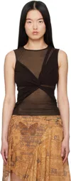 Misbhv Brown Wrapped Sleeveless Top In Dark Brown
