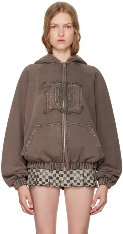 Misbhv Brown Zipped Hoodie In Washed Brown