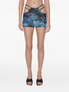Misbhv Butterfly-pattern Mini Skirt In Blue