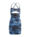 Misbhv Blue Butterfly Mesh Mini Dress In Blue