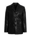 Misbhv Button-front Faux-leather Jacket In Black