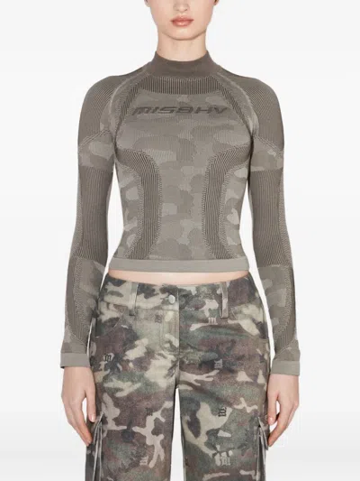 Misbhv Camo Jacquard Long-sleeve Top In Gray