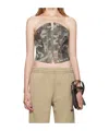 Misbhv Camouflage Denim Bustier In Green