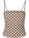 Misbhv Monogram-print Cropped Tank Top In Neutrals