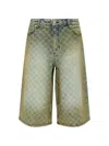 Misbhv Patterned Denim Shorts In Green