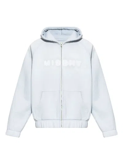 Misbhv Cotton Sweatshirt In Light Blue With Zip Fastening