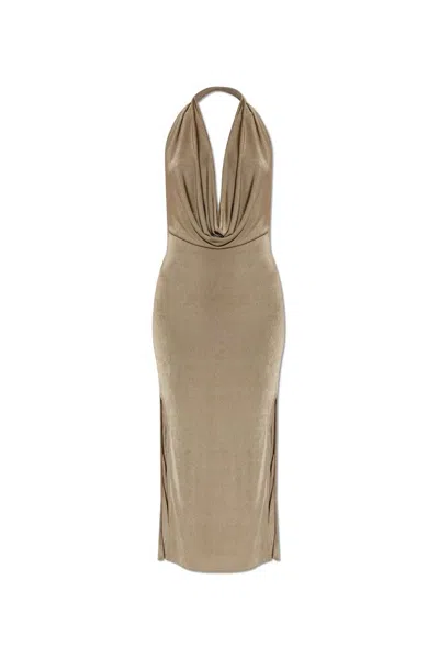 Misbhv Cowl-neck Midi Dress In Beige