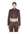 Misbhv Cracked Cropped Faux-leather Jacket In Brown