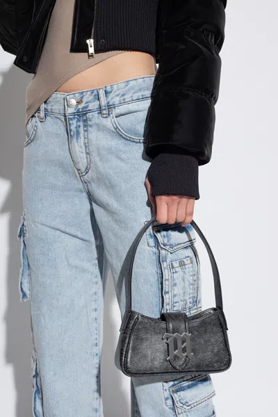 Misbhv Cracked-effect Leather Shoulder Bag In Black