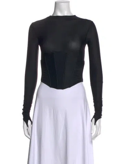 Pre-owned Misbhv Crew Neck Long Sleeve Crop Top In Black