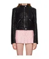 Misbhv Womens Black Faux Leather Cropped Moto Slim-fit Faux-leather Jacket In Black