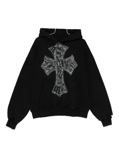 Misbhv Cross-appliqué Cotton Hoodie In Black