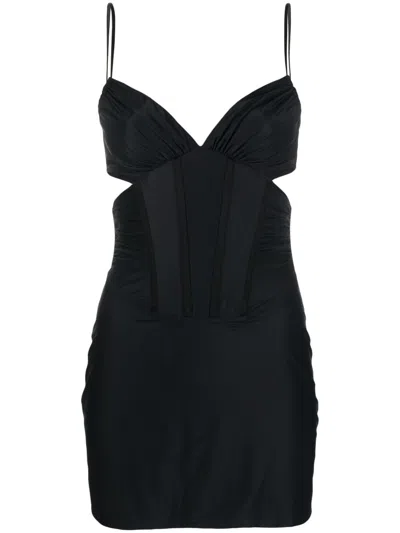 Misbhv Cut-out Spaghetti-strap Minidress In Schwarz