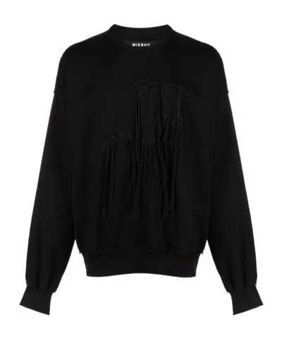 Misbhv Cws2 Fringed Detail Crewneck Sweatshirt In Black