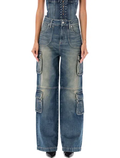 Misbhv Women's Denim Cargo Trousers In Malibu Blue