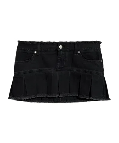 Misbhv Black Monogram Denim Mini Skirt