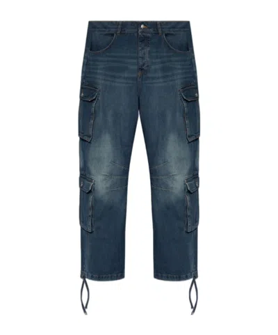 Misbhv Dirt Bath Wide-leg Cargo Jeans In Blue
