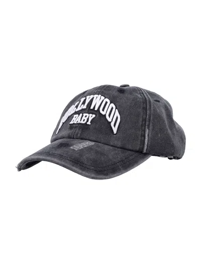 Misbhv Distressed Baseball Cap In Washed Black