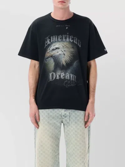 Misbhv Distressed Graphic Print Studded T-shirt In Black