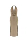 Misbhv Draped Backless Dress In Beige In Brown