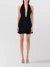 Misbhv Plunging-neck Satin Minidress In Black