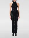Misbhv Mesh Halter Neck Backless Maxi Dress In Schwarz