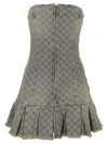 Misbhv Blue Monogram Denim Minidress In Blue