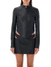 Misbhv Corset Faux-leather Biker Jacket In Black