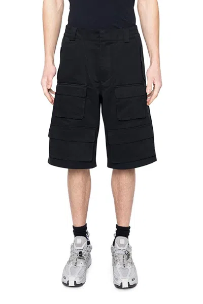Misbhv Elasticated Waistband Twill Cargo Shorts In Black